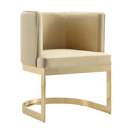Manhattan Comfort Aura Dining Chair in Sand and Polished Brass DC026-SD